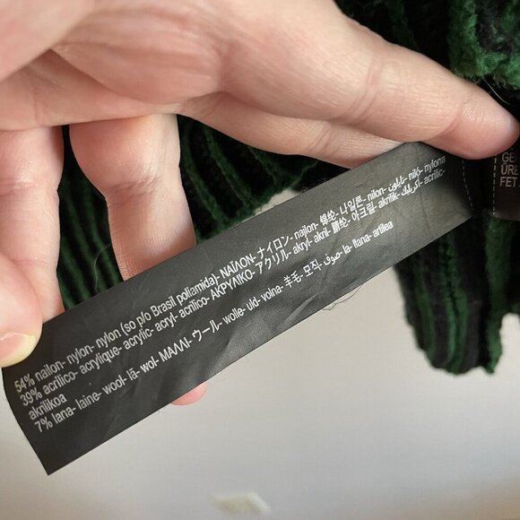 Zara S Stripe Chunky Ribbed Knit Wool Blend Slouchy Oversized Turtleneck Sweater - Picture 8 of 9